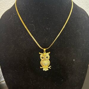 Gold Owl Pendant Necklace